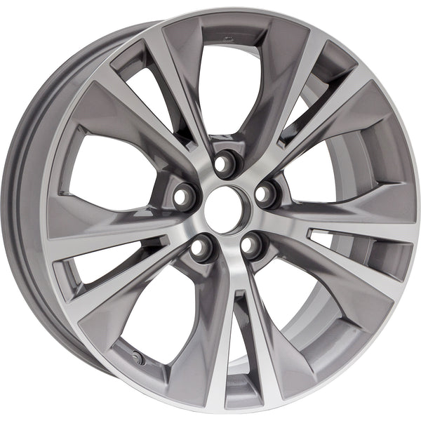 18" 2014-2019 Toyota Highlander Machined Medium Silver Replacement Alloy Wheel